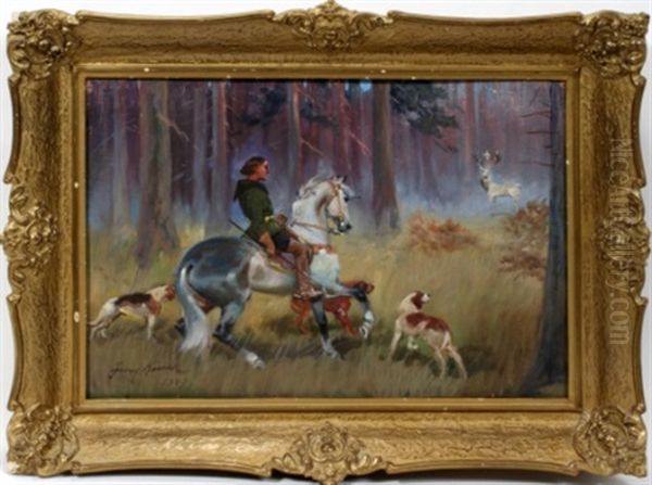 Polish Hunt Scene With Stag - view 1