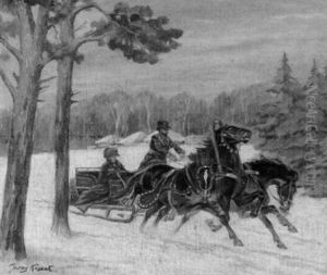 Napoleon In Einem Schlitten In Verschneiter Landschaft by Jerzy Kossak