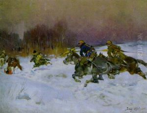 Polnische Ulanen Verfolgen Russische Kosaken
