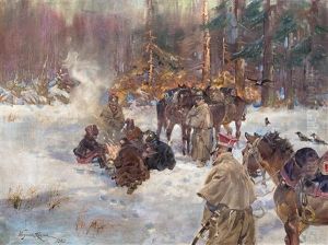 Postoj Po Bitwie Nad Berezyna by Woiciech Ritter Von Kossak