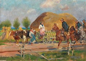 Encounter On The Village Road by Woiciech Ritter Von Kossak