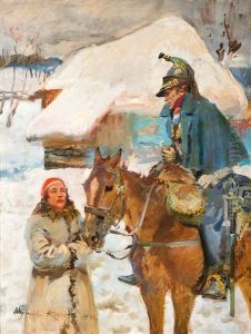 Kirasjer I Dziewczyna by Woiciech Ritter Von Kossak
