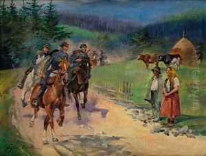 W Galopie by Woiciech Ritter Von Kossak