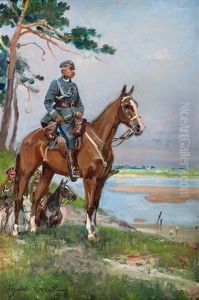 Marszalek Jozef Pilsudski Na Kasztance by Woiciech Ritter Von Kossak