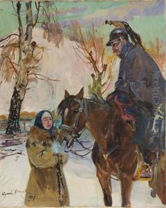 Ulan And Girl by Woiciech Ritter Von Kossak