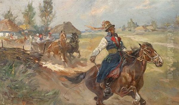 Horseman With Travelers - view 1