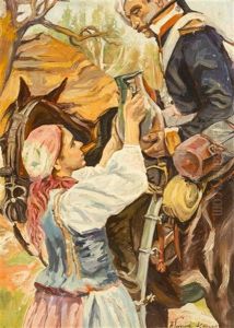 Tending The Soldier by Woiciech Ritter Von Kossak