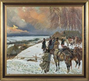 Napoleon Crossing Berezyna River