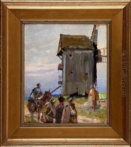 Spotkanie Przy Wiatraku (scena Z Wielkiej Wojny) by Woiciech Ritter Von Kossak