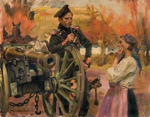 Gunner And A Girl by Woiciech Ritter Von Kossak