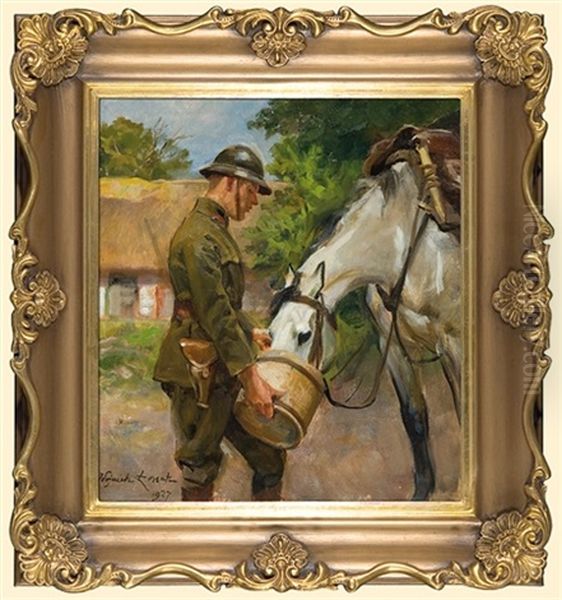 Soldier Watering The Horse - view 1
