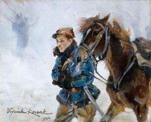 Le Cavalier Dans La Neige by Woiciech Ritter Von Kossak