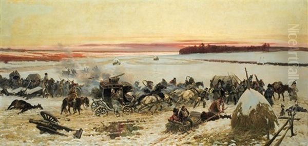 Napoleon Forces Crossing Berezina - view 1