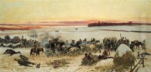Napoleon Forces Crossing Berezina by Woiciech Ritter Von Kossak