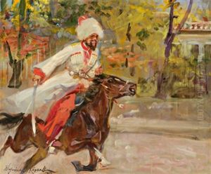 Attake Eines Tscherkessen by Woiciech Ritter Von Kossak