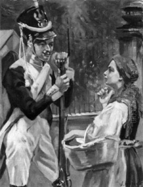 Polish Guard Officer Talking With A Peasant Girl - view 1