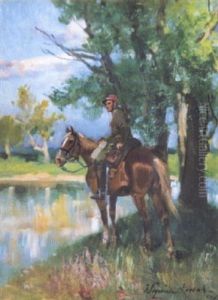 Soldat A Cheval Au Bord De Riviere Soldat A Cheval Au Bord De Riviere