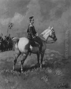 Kaiser Wilhelm Ii In Der Uniform Der Konigsulanen Bei Den Kaisermanovern Des Jahres 1901 by Woiciech Ritter Von Kossak