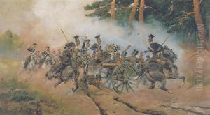 The Battle At Stoczek, Warsaw by Woiciech Ritter Von Kossak