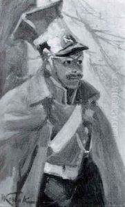 Selbstbildnis In Napoleonischer Ulanenuniform by Woiciech Ritter Von Kossak