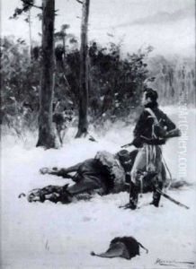 Soldier Guarding His Fallen Horse by Woiciech Ritter Von Kossak