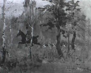 Herbstliche Treibjagd by Woiciech Ritter Von Kossak