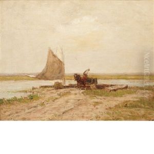 Gathering Salt Hay At Brookhaven, Long Island by Frederick William Kost