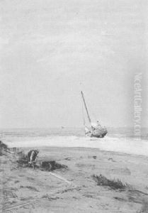 Fischkutter Am Strand by Julius Kost