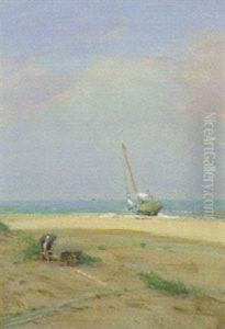 Fischerboot Am Strand by Julius Kost