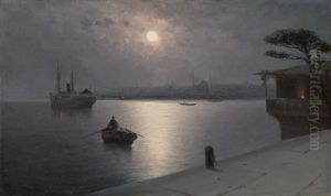 Moonlit Sea Shore by Kharlampi Kostandi