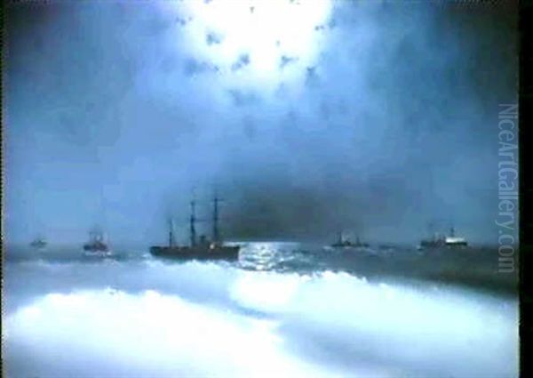 Shipping On A Moonlit Sea - view 1