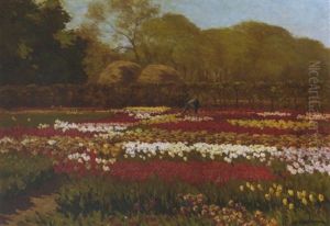 A Beautiful Day In A Tulip Field by Antonie Louis Koster