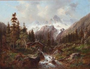 Mountain Landscape by Carl Georg Koester
