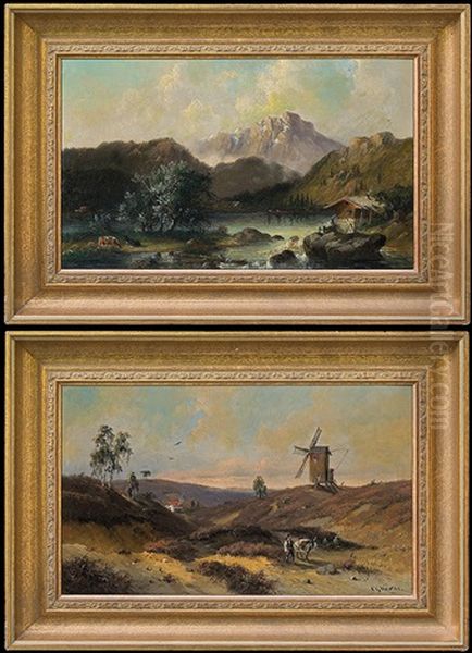 Mountain Lake (+ Windmill Landscape; 2 Works) - view 1