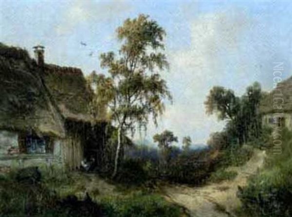 Reetgedecktes Gehoft Vor Sommerlicher Waldlandschaft - view 1