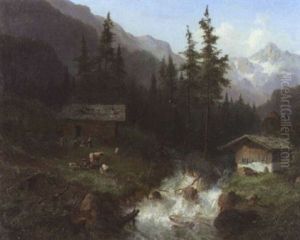 Alm Am Wildbach In Den Tiroler Alpen
