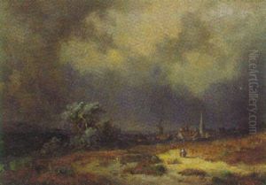 Gewitterwolken Uber Stadt Und Landschaft by Carl Georg Koester
