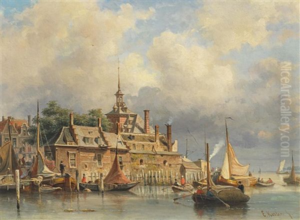 An Der Mole Vor Dordrecht by Everhardus Koster