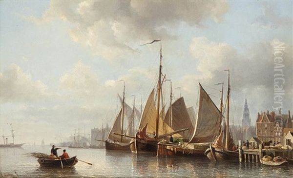 Moored Fishing Boats At The Antwerp Quays - view 1