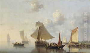 A Busy Day On A River Estuary by Everhardus Koster