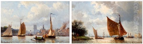 Schepen Op De Merwede, Schepen Voor De Haven Van Dordt (2 Works) - view 1