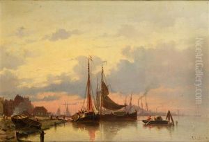 Bateaux A Quai, Hollande, Au Crepuscule Bateaux A Quai, Hollande, Au Crepuscule