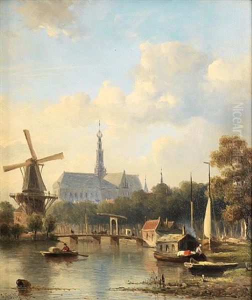 A View Of Haarlem With St. Bavo Cathedral From The River - view 1