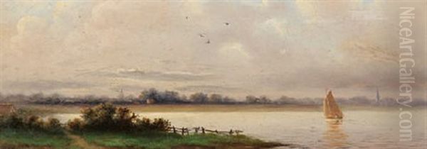 Paysage Au Voilier Sur La Riviere - view 1