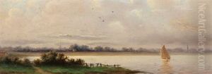 Paysage Au Voilier Sur La Riviere by Everhardus Koster