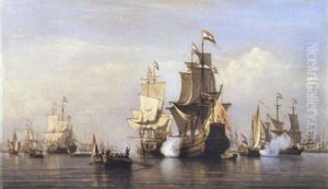 Visite Du Prince D'orange A La Flotte Au Helder by Everhardus Koster