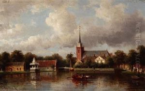 Ruderer Auf Dem Kanal Einer Hollandischen Stadt by Everhardus Koster