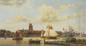 A View Of Dordrecht by Everhardus Koster