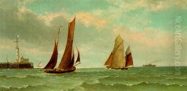 Sailboats And Ship Off Pier - view 1