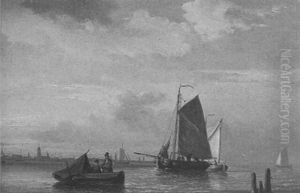 Fishing Boats Off The Coast by Everhardus Koster